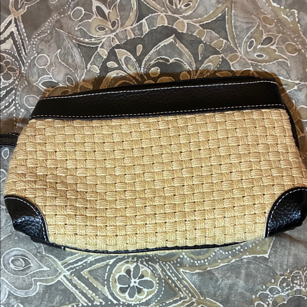 Maxx New York Black and Tan Woven Cosmetic Bag